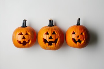 Halloween pumpkins on a white background 