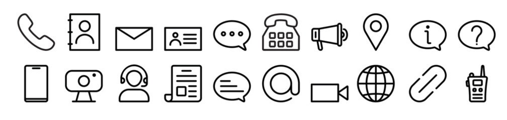 Set of contacts icons contacts collection in black  Vector illustration.
