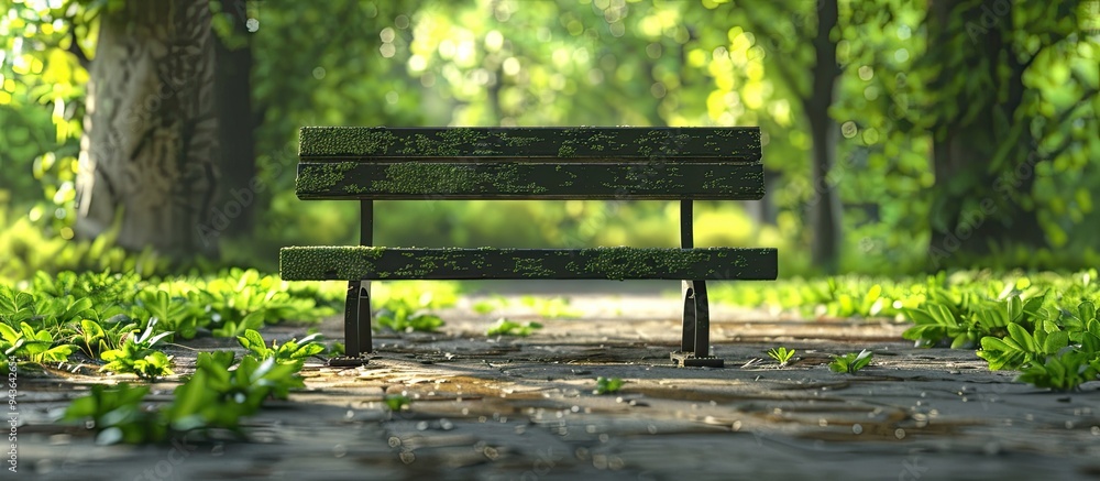 Poster park bench with natural background ideal for copy space image