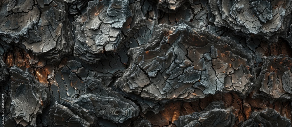 Aufkleber Detailed closeup showcasing the textured rough tree trunk as an abstract background with copy space image