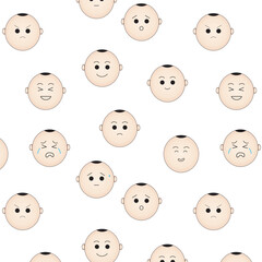A cute vector  baby faces expressing different emotions. This design is perfect for use in baby products, educational materials, and digital content related to parenting, child development, emotion.