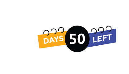 50 days left Countdown number banner templates. time icon. Vector Illustration 