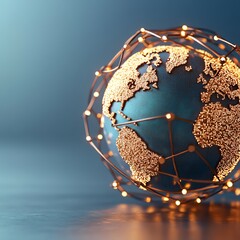 Illuminated globe with network connections symbolizing global unity and technology in a modern abstract setting.