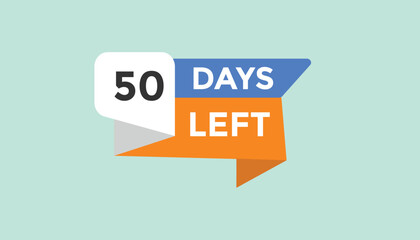 50 days left Countdown number banner templates. time icon. Vector Illustration 