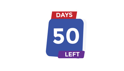 50 days left Countdown number banner templates. time icon. Vector Illustration 