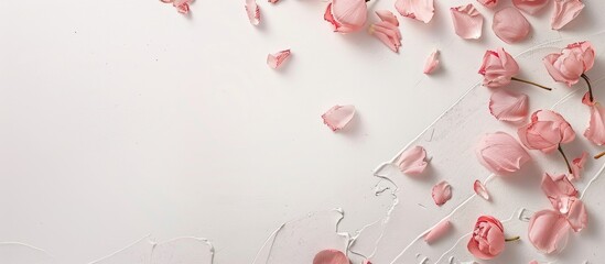 White background with pink notes displaying text copy space image