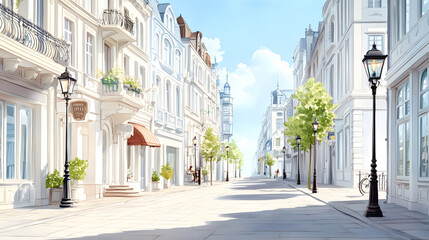 Obraz premium Victorian street gas lamps flickering deserted