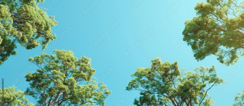 Poster scenic view of trees against a clear blue sky with copy space image