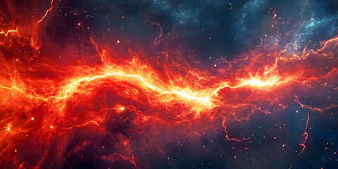 fire in the sky, lightning, ai generated.