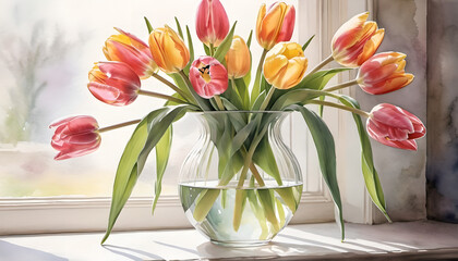 bouquet of tulip in a vase
