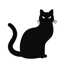 Black cat silhouette for Halloween design