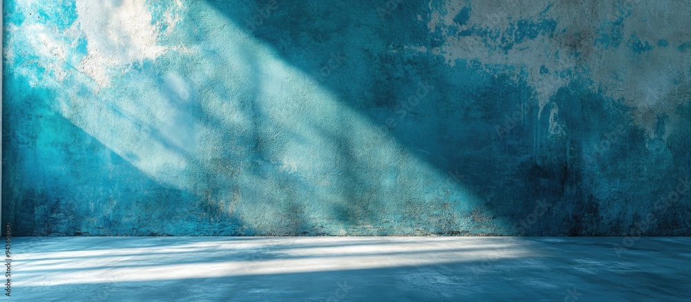 Poster abstract blue backdrop vintage cement wall. with copy space image. place for adding text or design