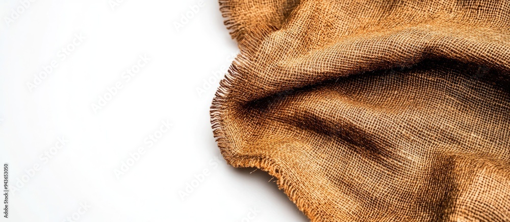 Poster Close up of a brown napkin on a white background. with copy space image. Place for adding text or design