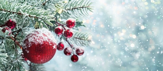 Christmas greeting card Christmas border with copyspace Festive Noel background Symbol of the New Year Theme of children playing