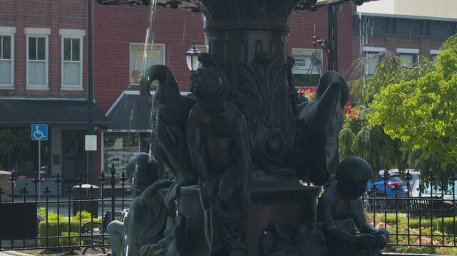 Figurines of fountain at Fountain Square Park in Bowling Green
