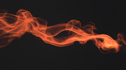 Orange Smoke on Black Background, Abstract Image, Texture, Pattern Background, Wallpaper, Cover and Screen of Smartphone, Cell Phone, Computer, Laptop, 9:16 and 16:9 Format