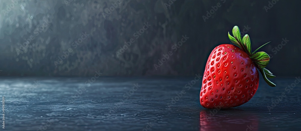Leinwandbilder close up of strawberry fruit against a dark background. with copy space image. place for adding text