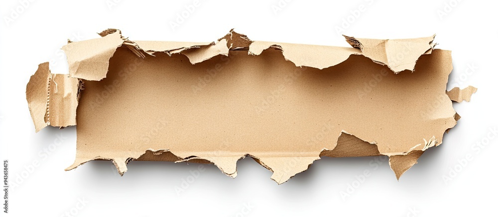 Poster Torn cardboard from packaging isolated on a white background with copy space