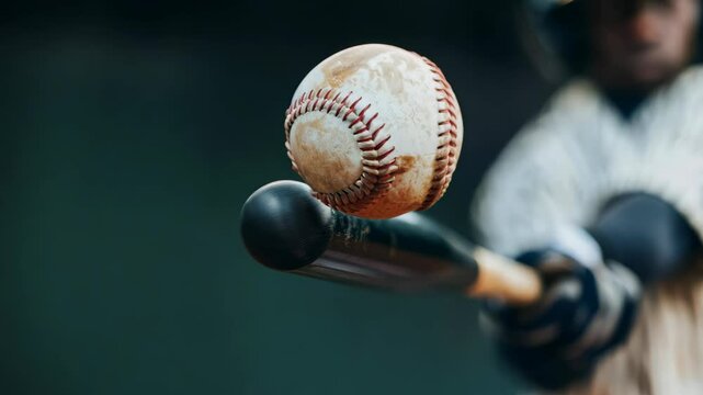 A baseball player stands poised, gripping a bat in one hand while the other holds a baseball, ready for action on the field, showcasing determination and skill.