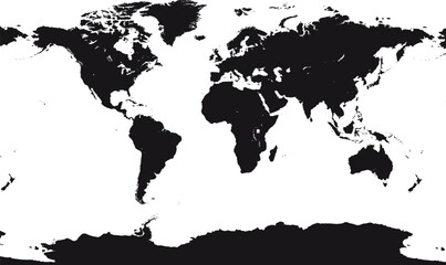 Black Detailed World Map Vector Files Isolated On White Background