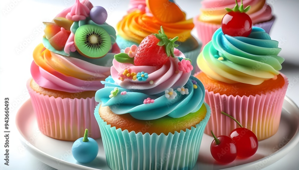 Wall mural colorful delicious cupcakes 