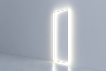 Bright Architectural Minimalist Interior With Glowing Window Frame