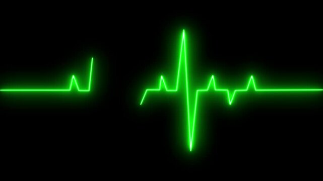 Glowing neon heartbeat pulse line animation. Neon heartbeat monitor ekg line animation.  Medical laboratory concept.