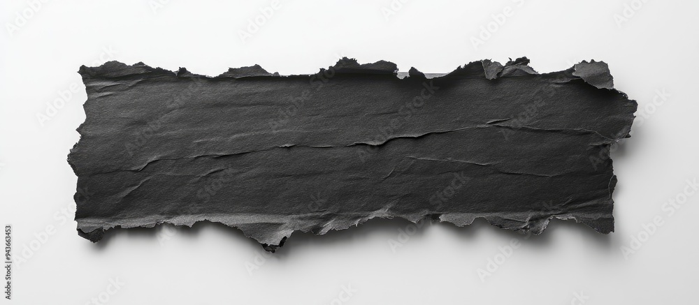 Poster black torn paper set against a white background with copy space