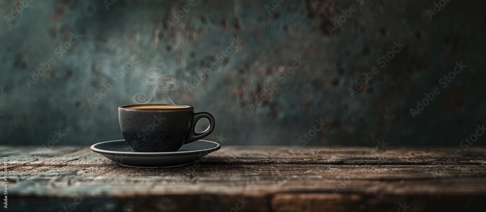 Poster black coffee on a vintage backdrop. with copy space image. place for adding text or design