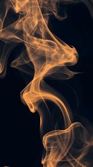 Golden Smoke on Black Background, Abstract Image, Texture, Pattern Background, Wallpaper, Cover and Screen of Smartphone, Cell Phone, Computer, Laptop, 9:16 and 16:9 Format