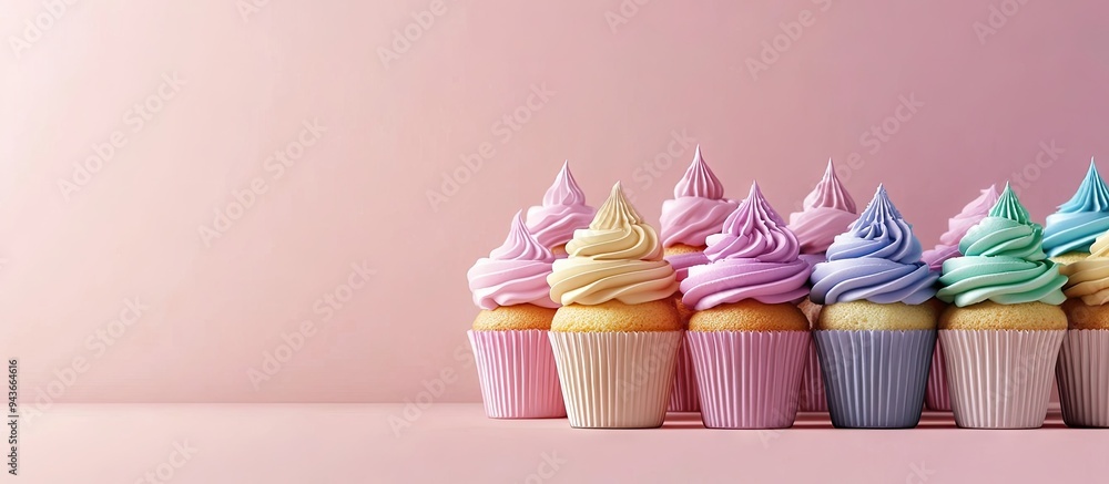 Leinwandbilder assorted cupcakes in various colors. with copy space image. place for adding text or design