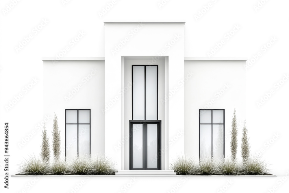 Aufkleber modern minimalistic architecture featuring a clean white facade and sleek design elements with surro