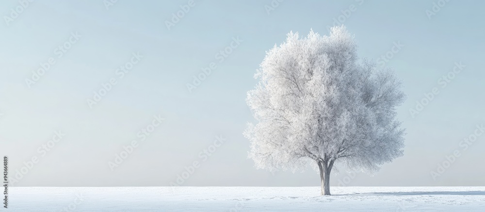 Poster Winter Poplar Tree. with copy space image. Place for adding text or design