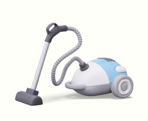 Realistic vacuum cleaner on white background. Household electrical appliances for cleaning