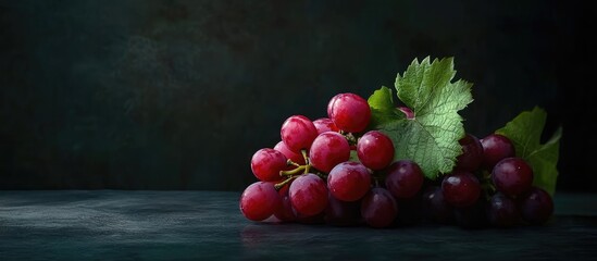 Fototapeta premium Still life featuring grapes against a dark backdrop. with copy space image. Place for adding text or design