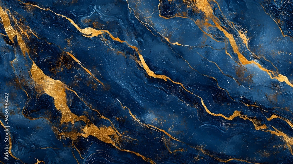 Poster mesmerizing abstract marble texture with golden accents and dynamic gradient