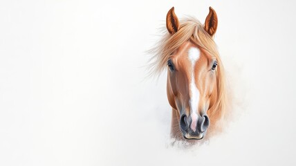 A highly detailed portrait of a pet horse, showcasing the grace and strength in its eyes and mane