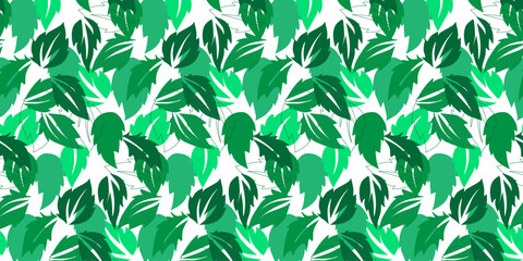 Seamless pattern, leaves, abstract flowers, ornament, texture, contours