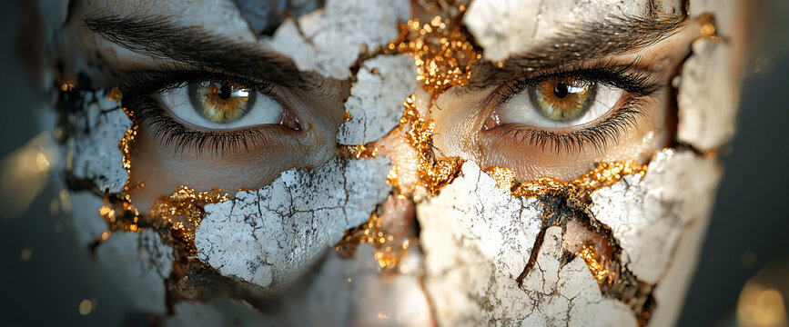 Beautiful girl in a mask as a symbol of adaptation to the modern world