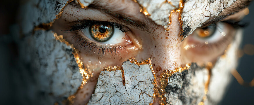 Beautiful girl in a mask as a symbol of adaptation to the modern world