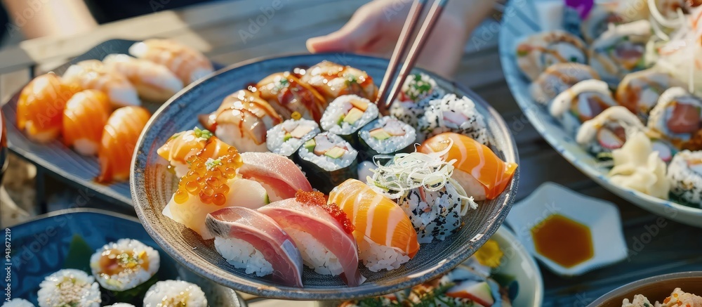 Aufkleber japanese new year cuisine. with copy space image. place for adding text or design