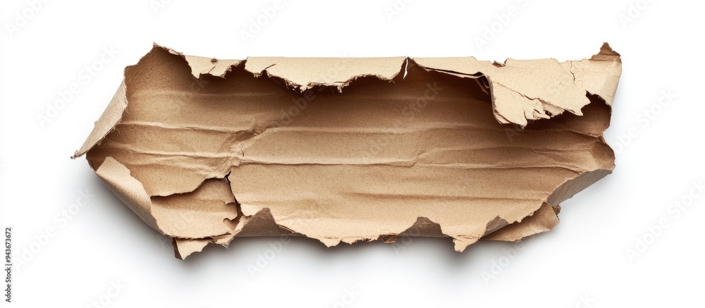 Fototapete torn empty old grunge fragments of cardboard paper texture on a white background. with copy space im