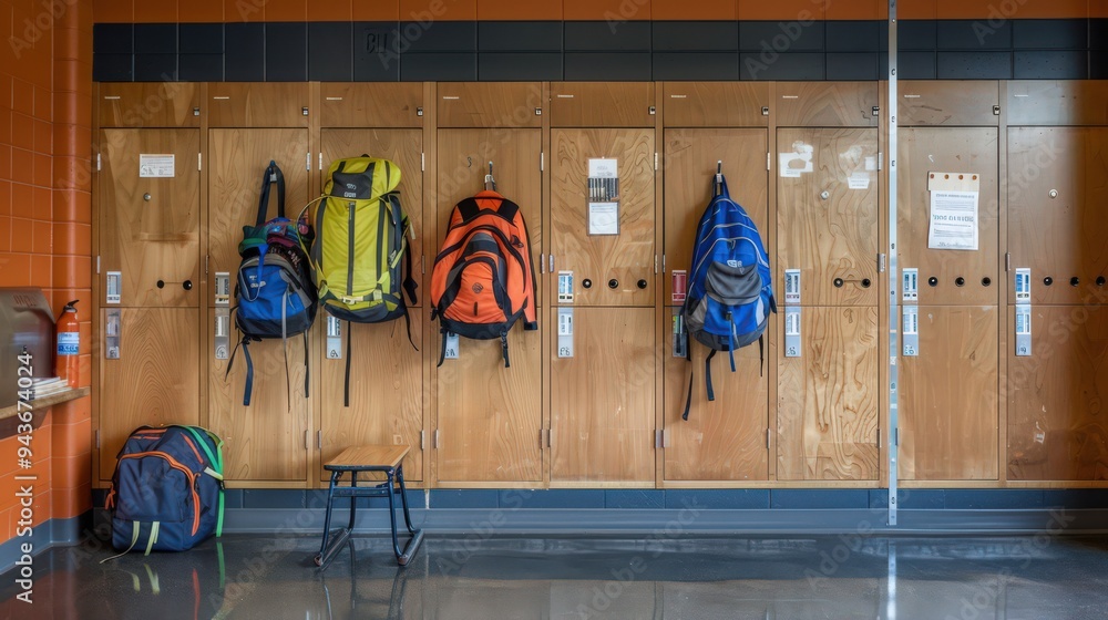 Poster school lockers serve as a transitional space where students can switch out their books and gear betw