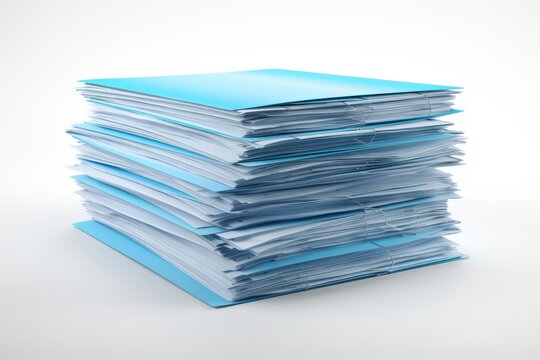 Isolated stack of business documents on white background for professional presentations