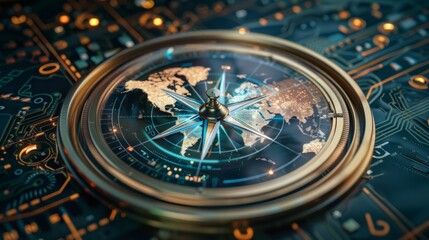 Compass on world map with global acquisitions generative ai