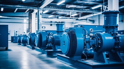 Obraz premium Cutting edge machinery in a state of the art industrial plant with intricate equipment