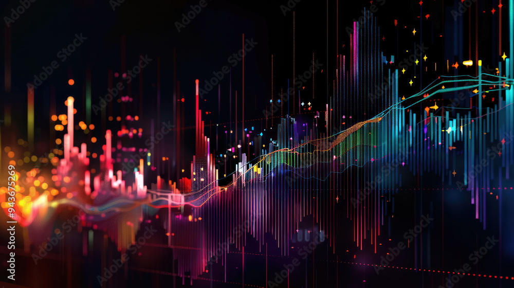 Poster vibrant high-resolution stock chart illustrating financial data points.
