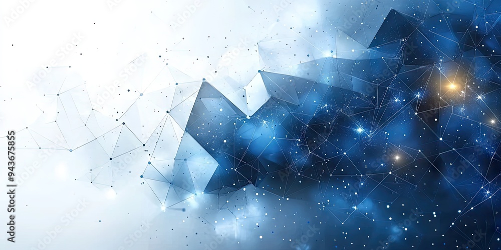 Poster a stunning abstract background with a polygonal pattern and a blue and white color scheme, resemblin