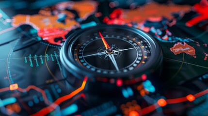 Compass on world map with global acquisitions generative ai