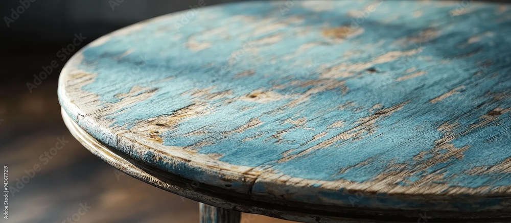 Poster worn retro chic table. with copy space image. Place for adding text or design